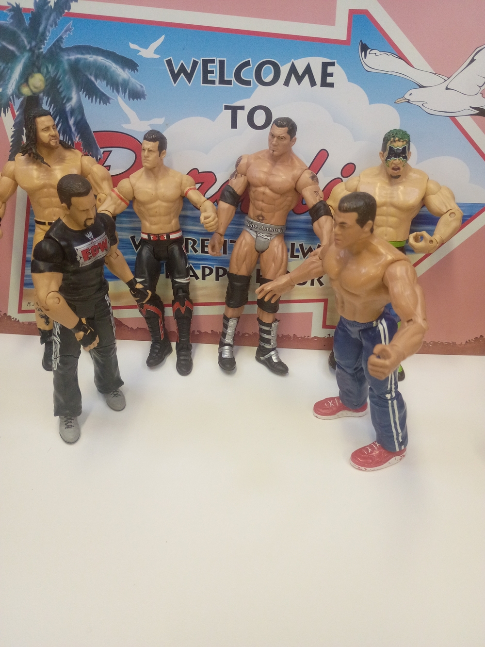 Assorted Wrestling Action Figures -Lot Of 6 Multi-Color Playset